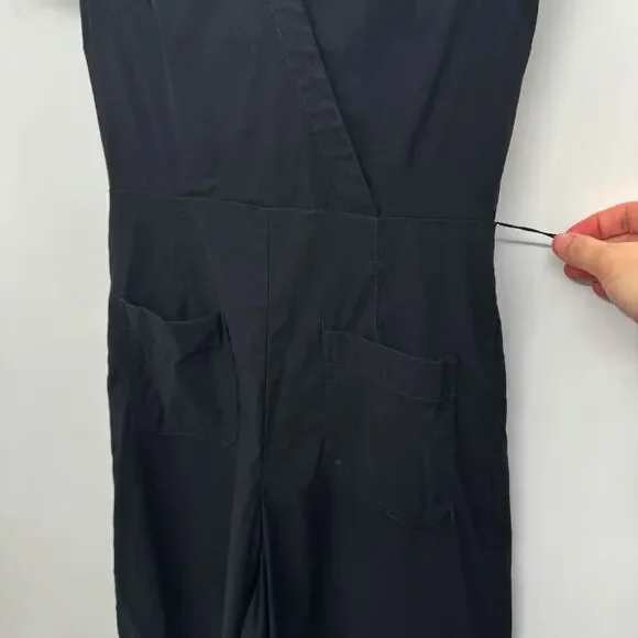 Maeve by Anthropologie The Colette Wrap Jumpsuit Sz 6 Black Wide Leg *No Belt - Picture 7 of 16